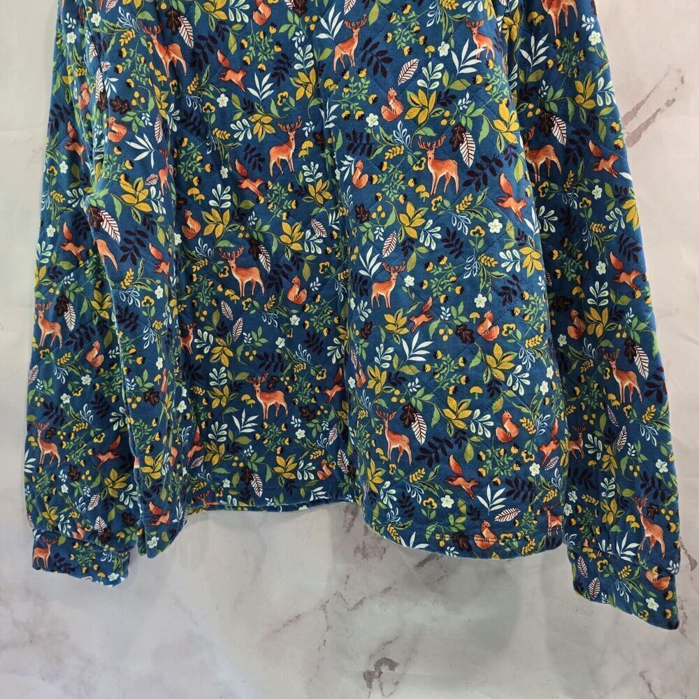 Talbots Pullover Womens Large Woodland Ditsy Quilted Sweatshirt Fox Deer Acorn - Picture 6 of 12